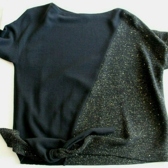 Lafayette 148 Tie- Front Silk-Blend Pullover Sweater Metallic Gold Size Small - Picture 7 of 11